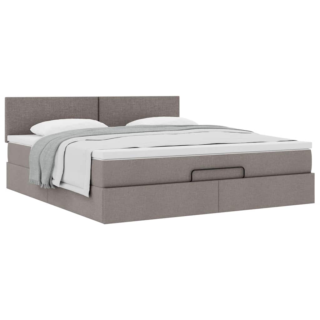 vidaXL Οθωμανικό κρεβάτι με στρώμα Taupe 180x200cm ύφασμα