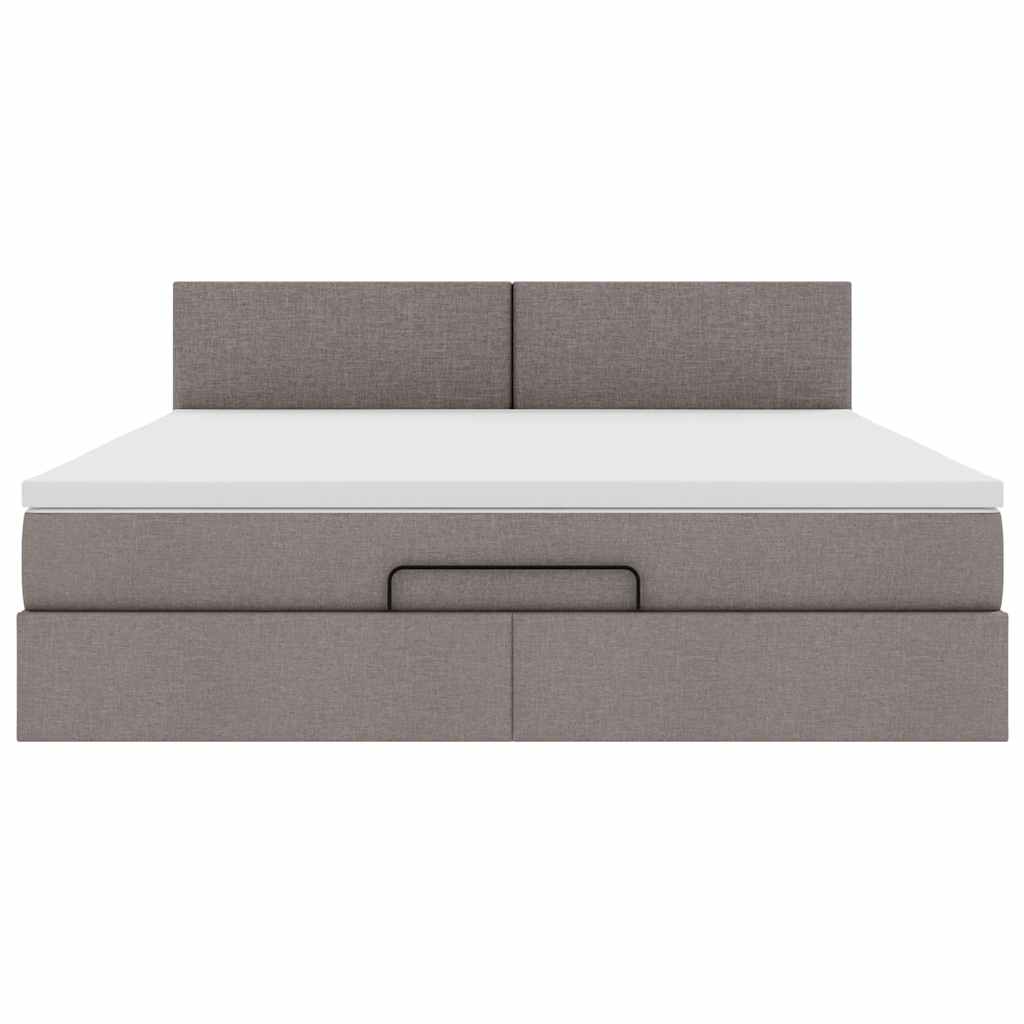 vidaXL Οθωμανικό κρεβάτι με στρώμα Taupe 180x200cm ύφασμα