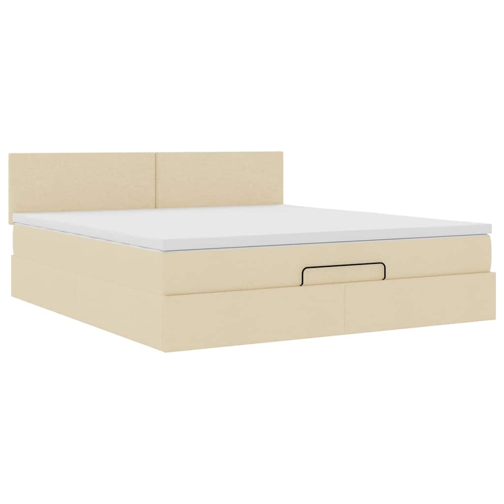 vidaXL Οθωμανικό κρεβάτι με στρώμα Cream 180x200cm ύφασμα