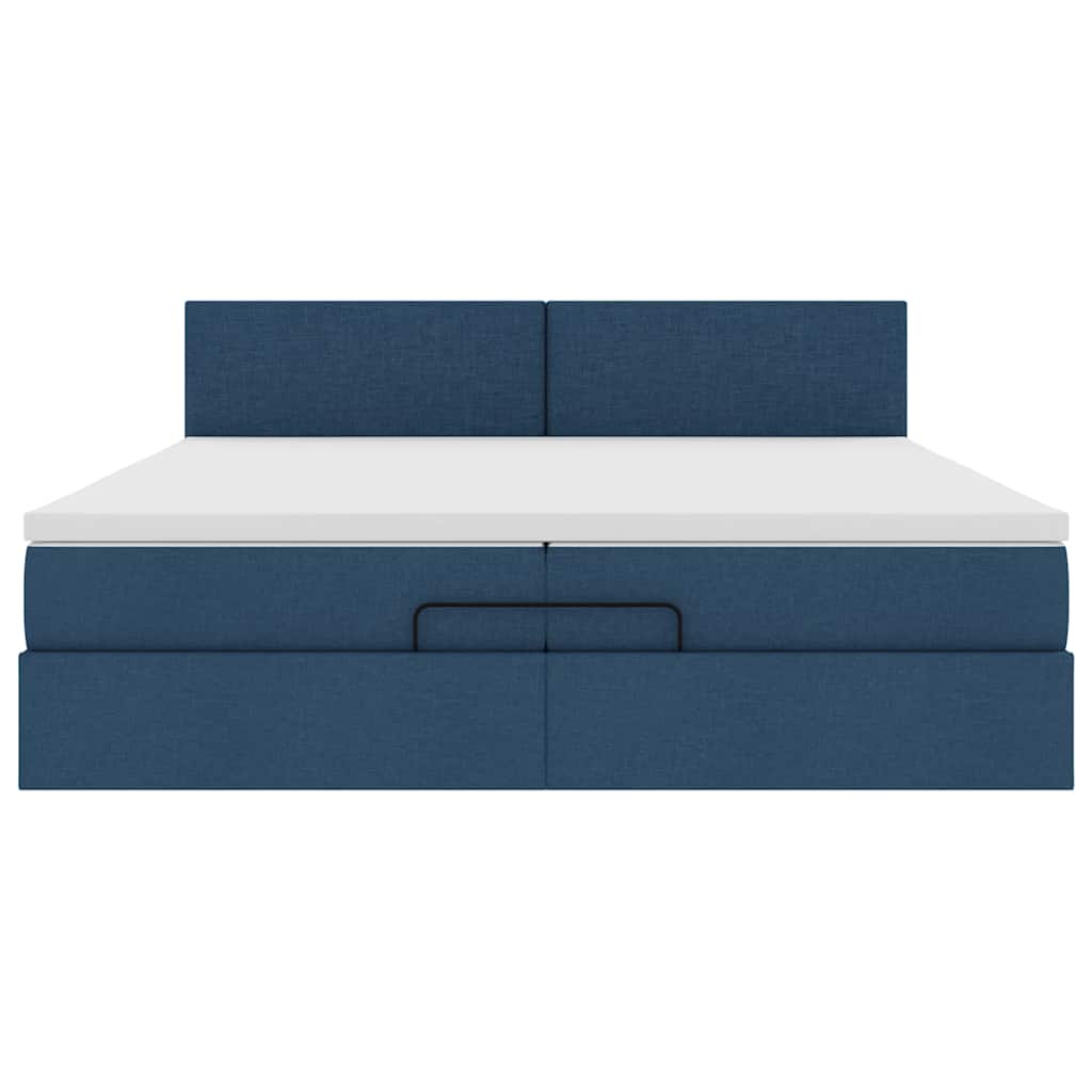 vidaXL Οθωμανικό κρεβάτι με στρώμα μπλε 200x200 cm ύφασμα