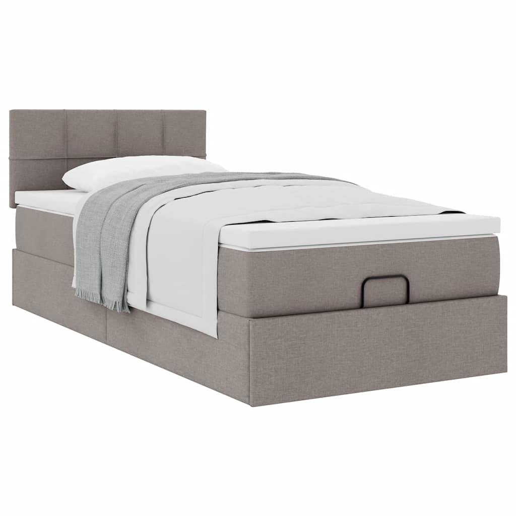 vidaXL Οθωμανικό κρεβάτι με στρώμα Taupe 80x200cm ύφασμα