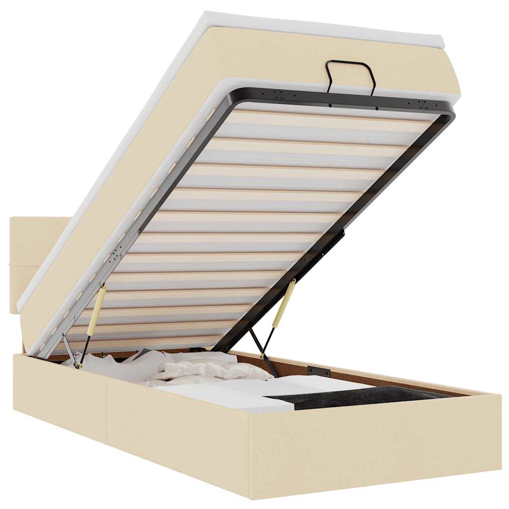 vidaXL Οθωμανικό κρεβάτι με στρώμα Cream 80x200cm ύφασμα