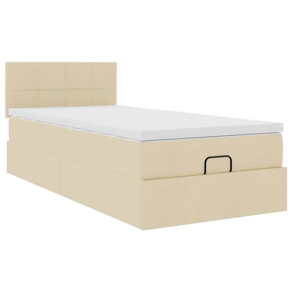 vidaXL Οθωμανικό κρεβάτι με στρώμα Cream 80x200cm ύφασμα