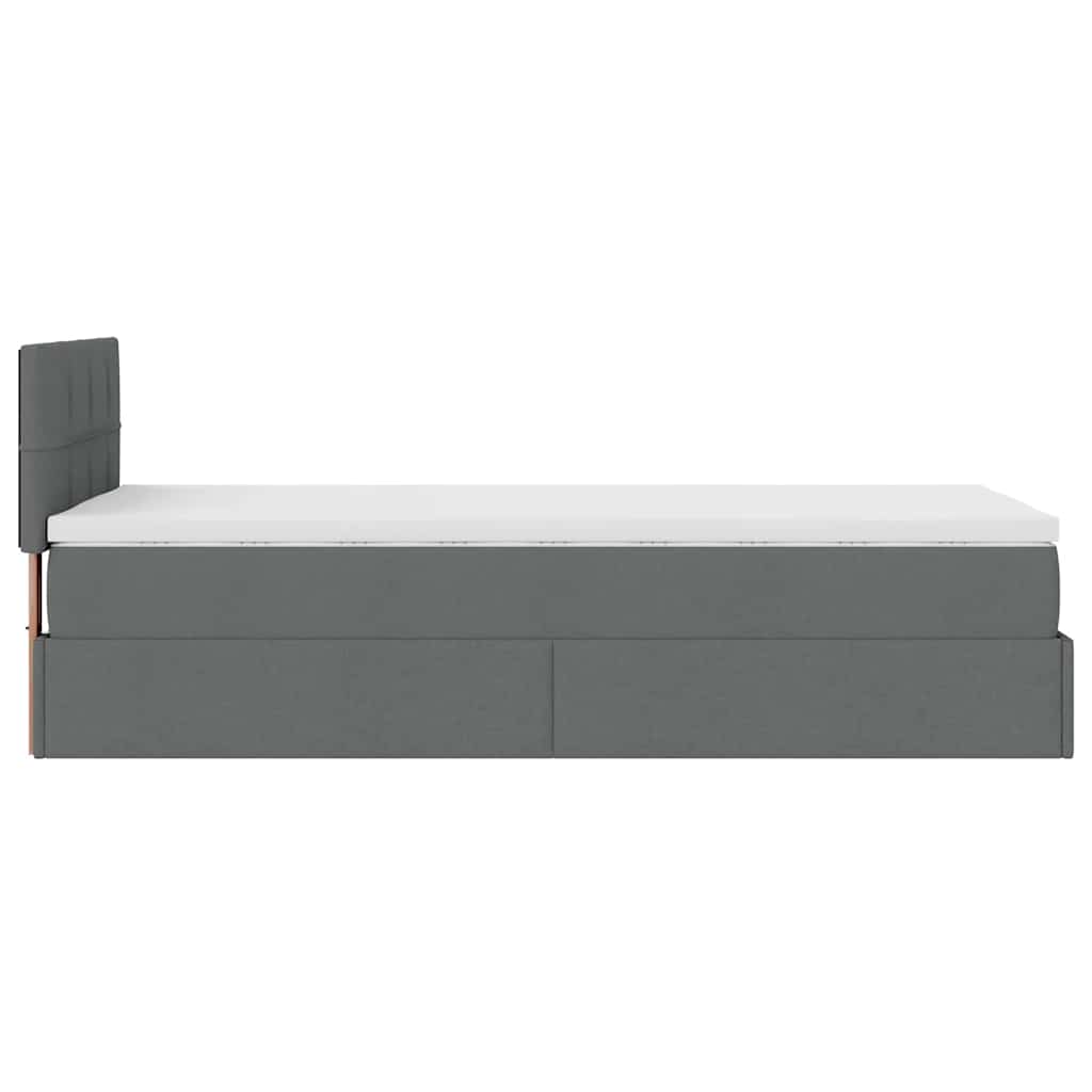 vidaXL Οθωμανικό κρεβάτι με στρώμα σκούρο γκρι 90x190cm ύφασμα