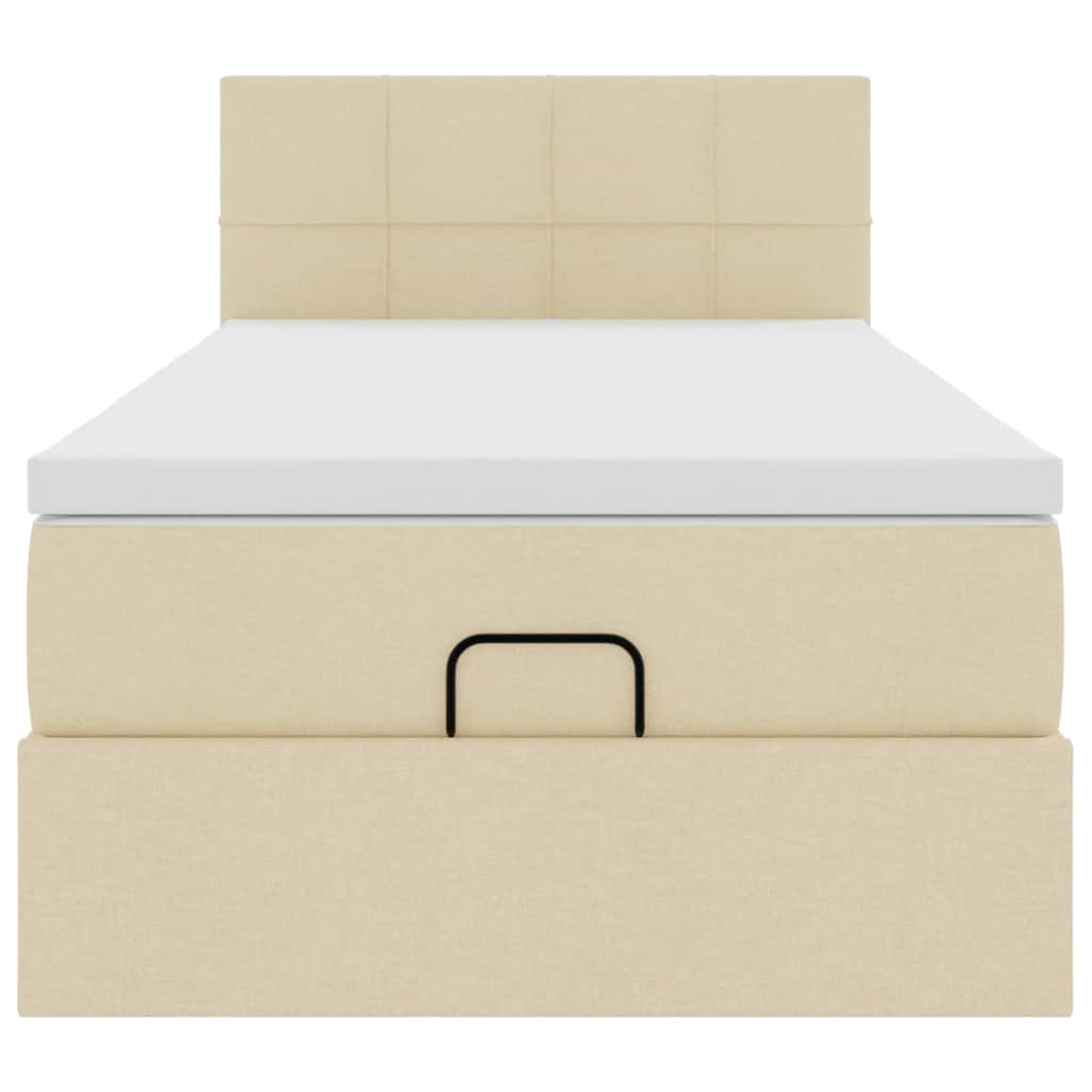 vidaXL Οθωμανικό κρεβάτι με στρώμα Cream 90x190cm ύφασμα