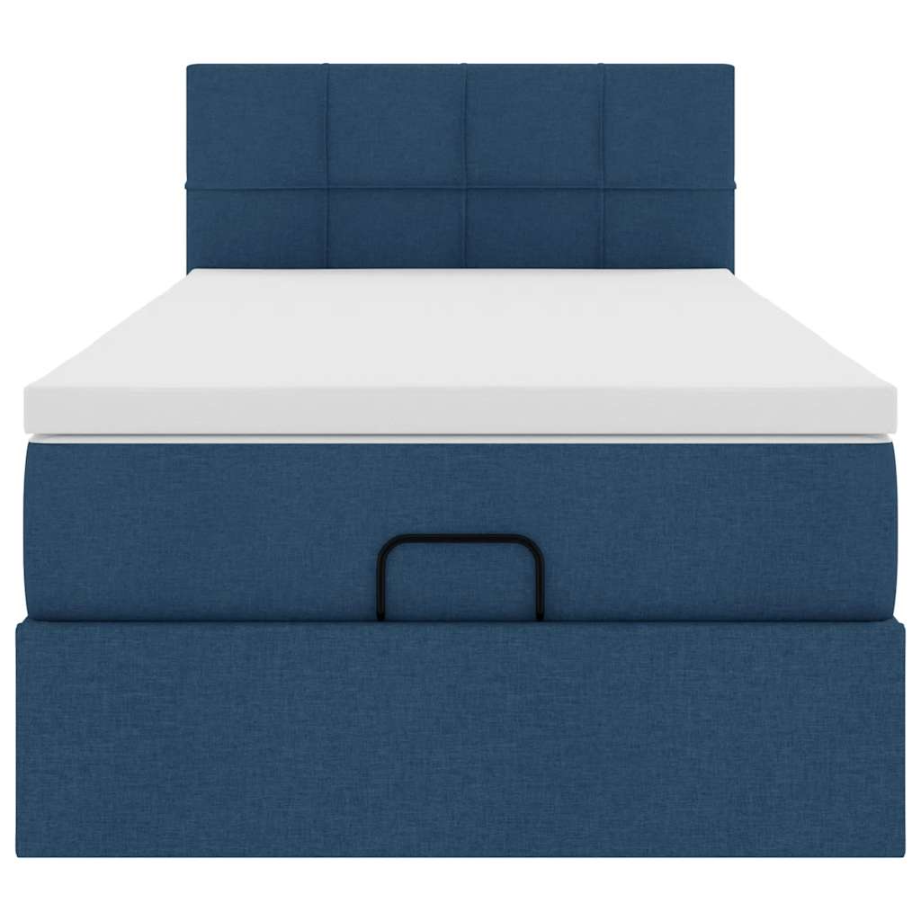 vidaXL Οθωμανικό κρεβάτι με στρώμα μπλε 90x190cm ύφασμα