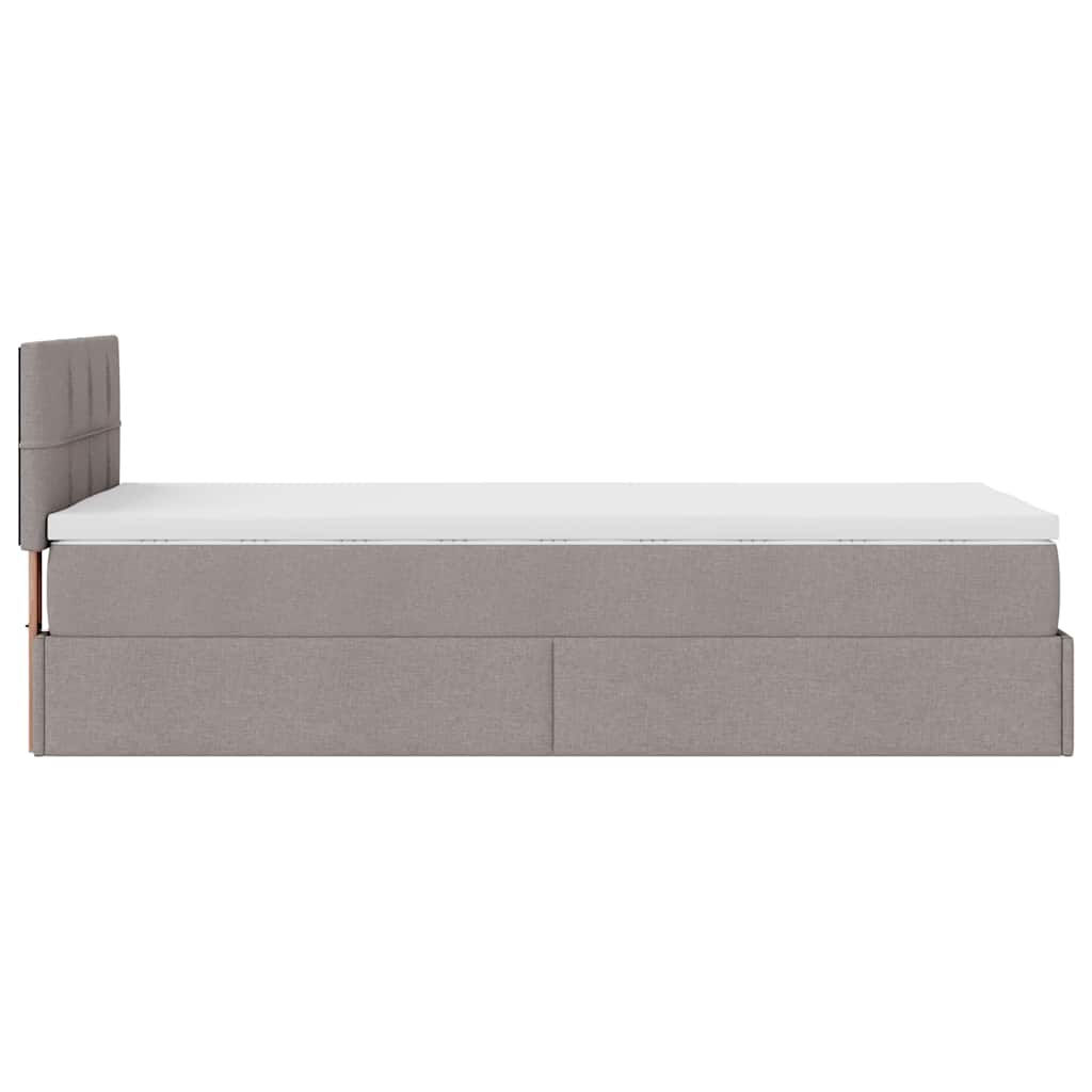 vidaXL Οθωμανικό κρεβάτι με στρώμα Taupe 90x200cm ύφασμα