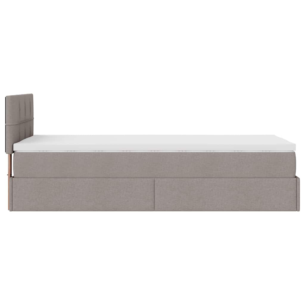 vidaXL Οθωμανικό κρεβάτι με στρώμα Taupe 100x200cm ύφασμα