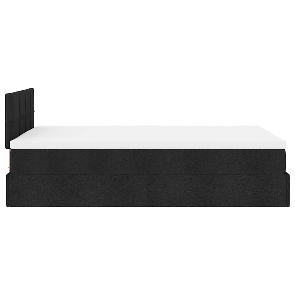 vidaXL Οθωμανικό κρεβάτι με στρώμα Μαύρο 120x200cm Ύφασμα