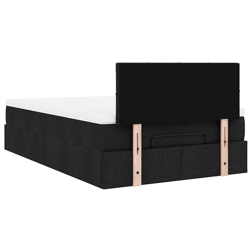 vidaXL Οθωμανικό κρεβάτι με στρώμα Μαύρο 120x200cm Ύφασμα