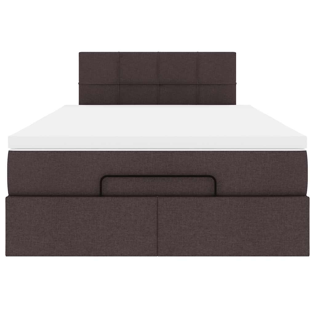 vidaXL Ottoman Κρεβάτι με Στρώμα Σκούρο Καφέ 120x200cm Ύφασμα