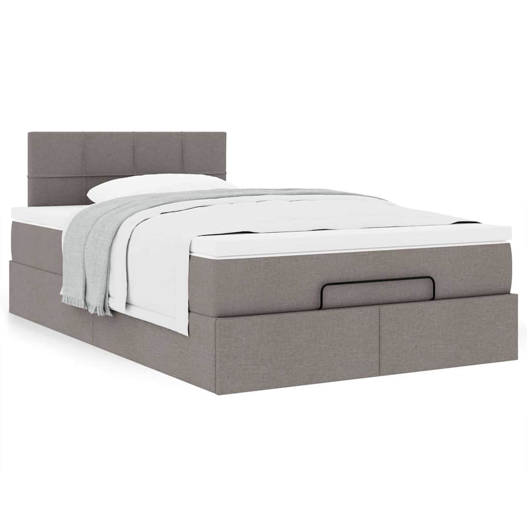 vidaXL Οθωμανικό κρεβάτι με στρώμα Taupe 120x200cm ύφασμα