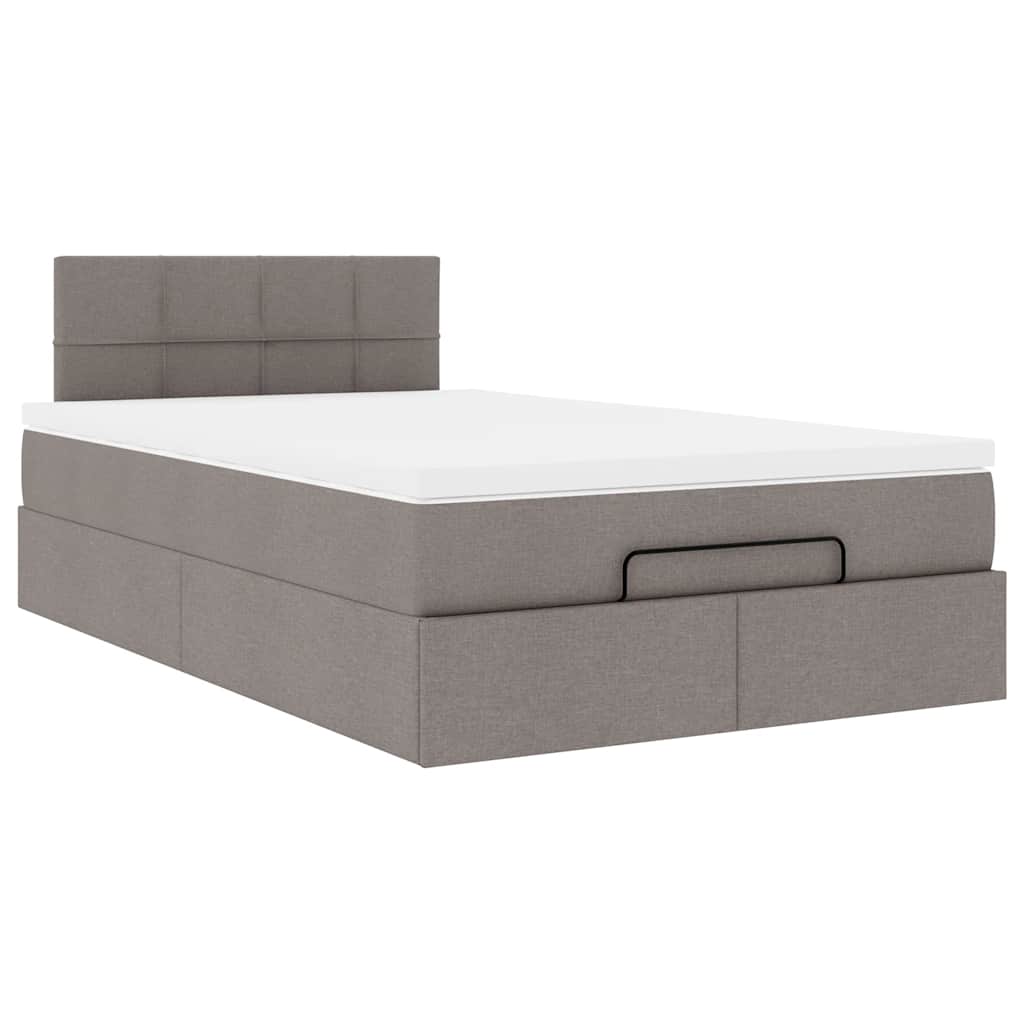 vidaXL Οθωμανικό κρεβάτι με στρώμα Taupe 120x200cm ύφασμα