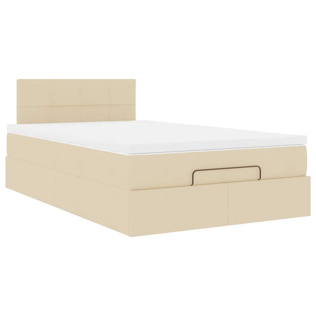 vidaXL Οθωμανικό κρεβάτι με στρώμα Cream 120x200cm ύφασμα