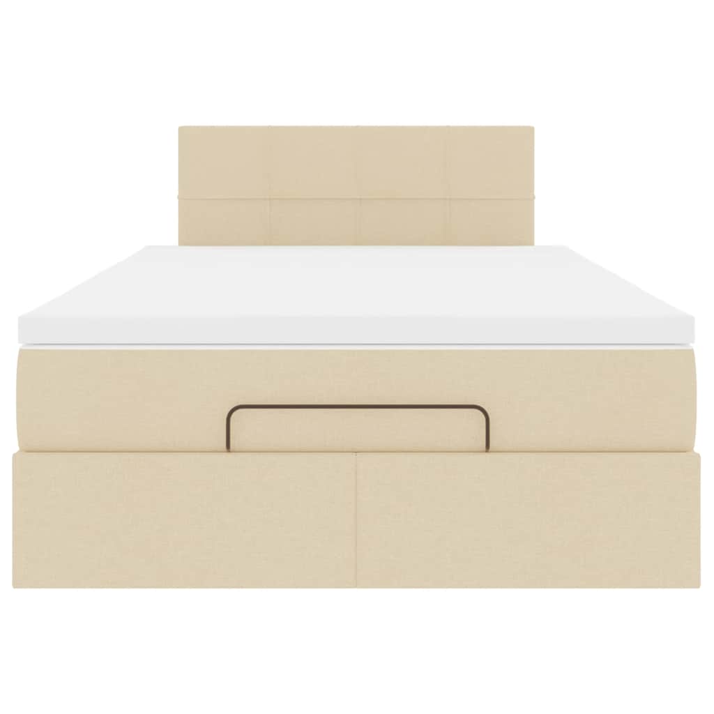 vidaXL Οθωμανικό κρεβάτι με στρώμα Cream 120x200cm ύφασμα