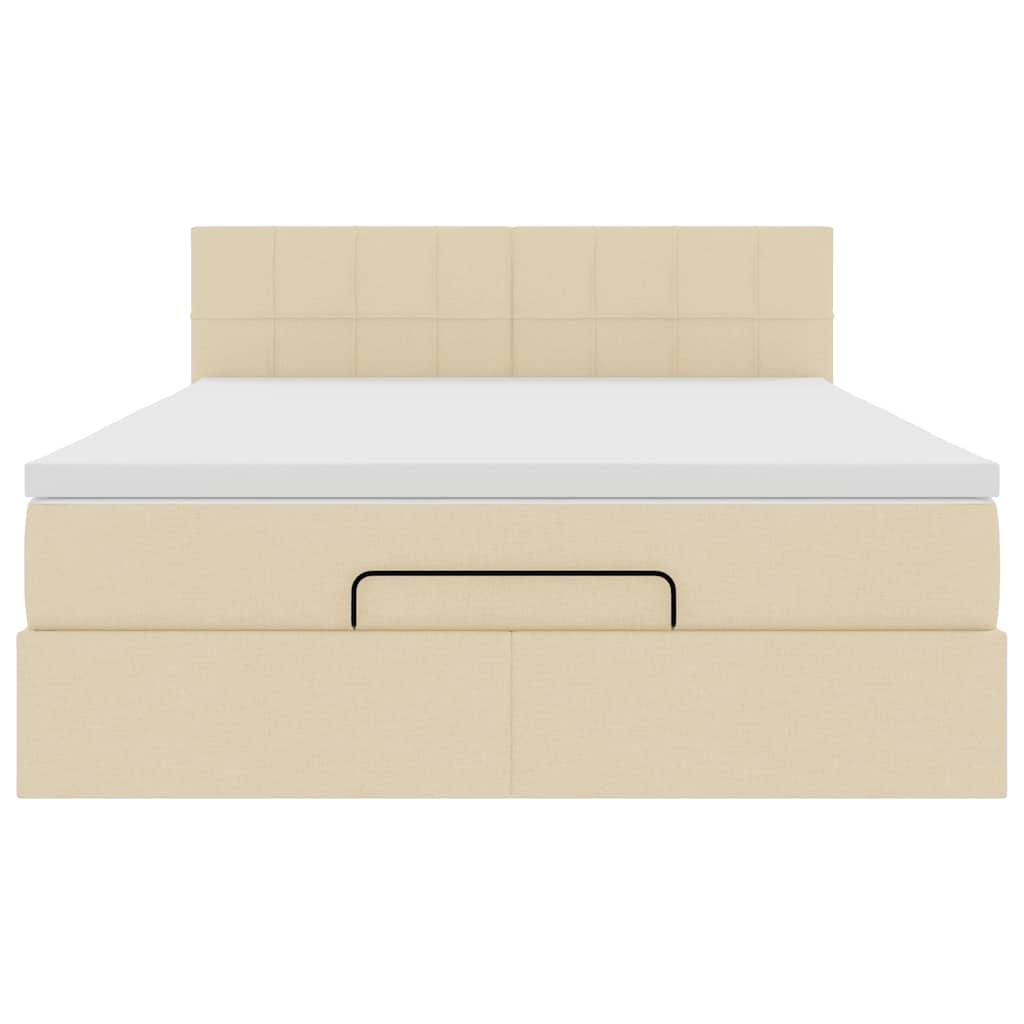 vidaXL Οθωμανικό κρεβάτι με στρώμα Cream 140x190cm ύφασμα