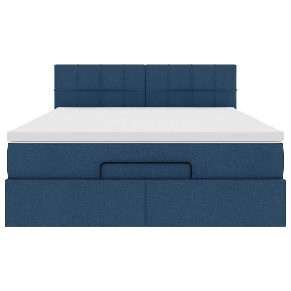 vidaXL Οθωμανικό κρεβάτι με στρώμα μπλε 140x200cm ύφασμα