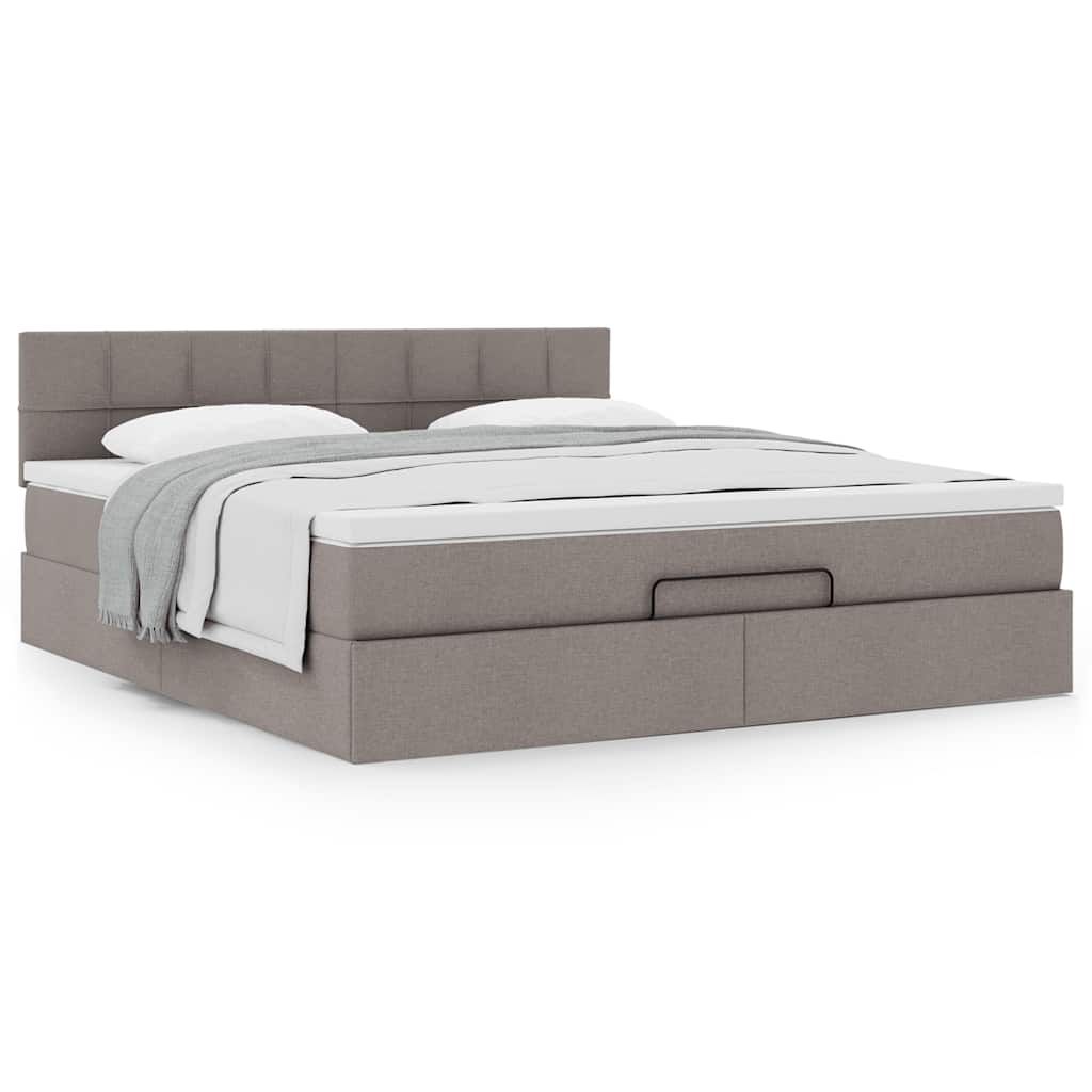 vidaXL Οθωμανικό κρεβάτι με στρώμα Taupe 180x200cm ύφασμα