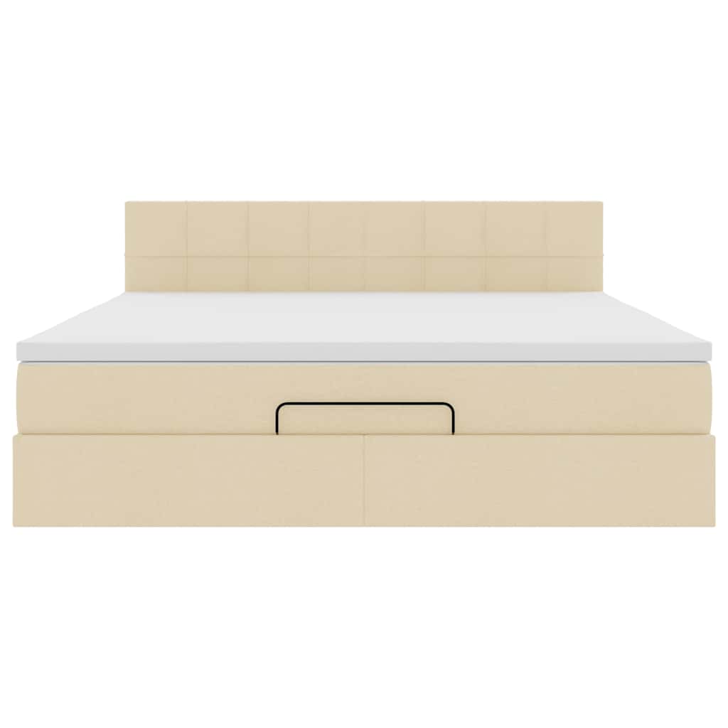 vidaXL Οθωμανικό κρεβάτι με στρώμα Cream 180x200cm ύφασμα