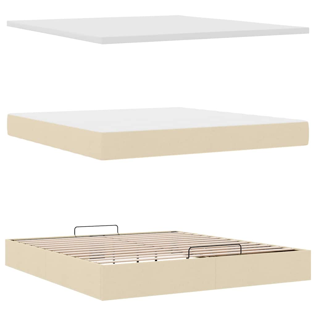 vidaXL Οθωμανικό κρεβάτι με στρώμα Cream 180x200cm ύφασμα