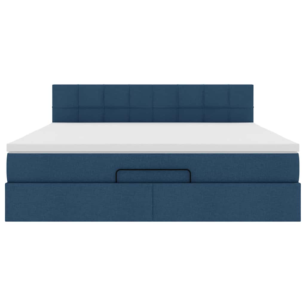 vidaXL Οθωμανικό κρεβάτι με στρώμα μπλε 180x200cm ύφασμα