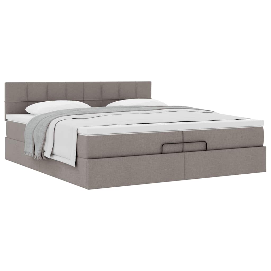 vidaXL Οθωμανικό κρεβάτι με στρώμα Taupe 200x200 cm Ύφασμα