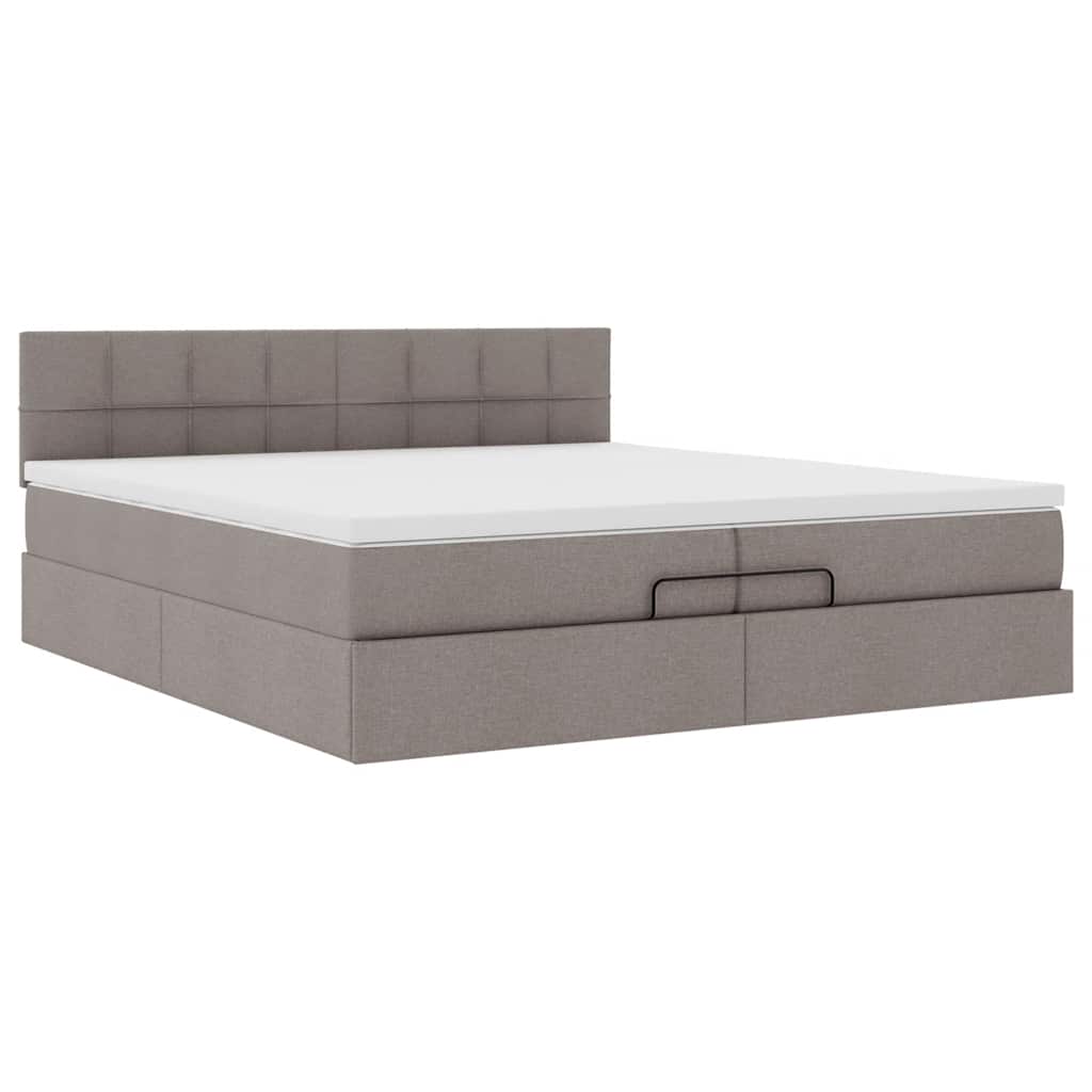 vidaXL Οθωμανικό κρεβάτι με στρώμα Taupe 200x200 cm Ύφασμα