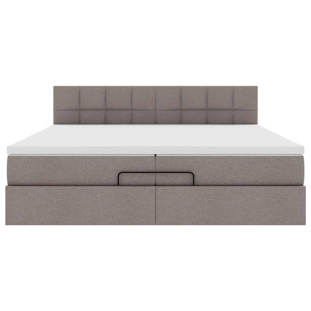 vidaXL Οθωμανικό κρεβάτι με στρώμα Taupe 200x200 cm Ύφασμα