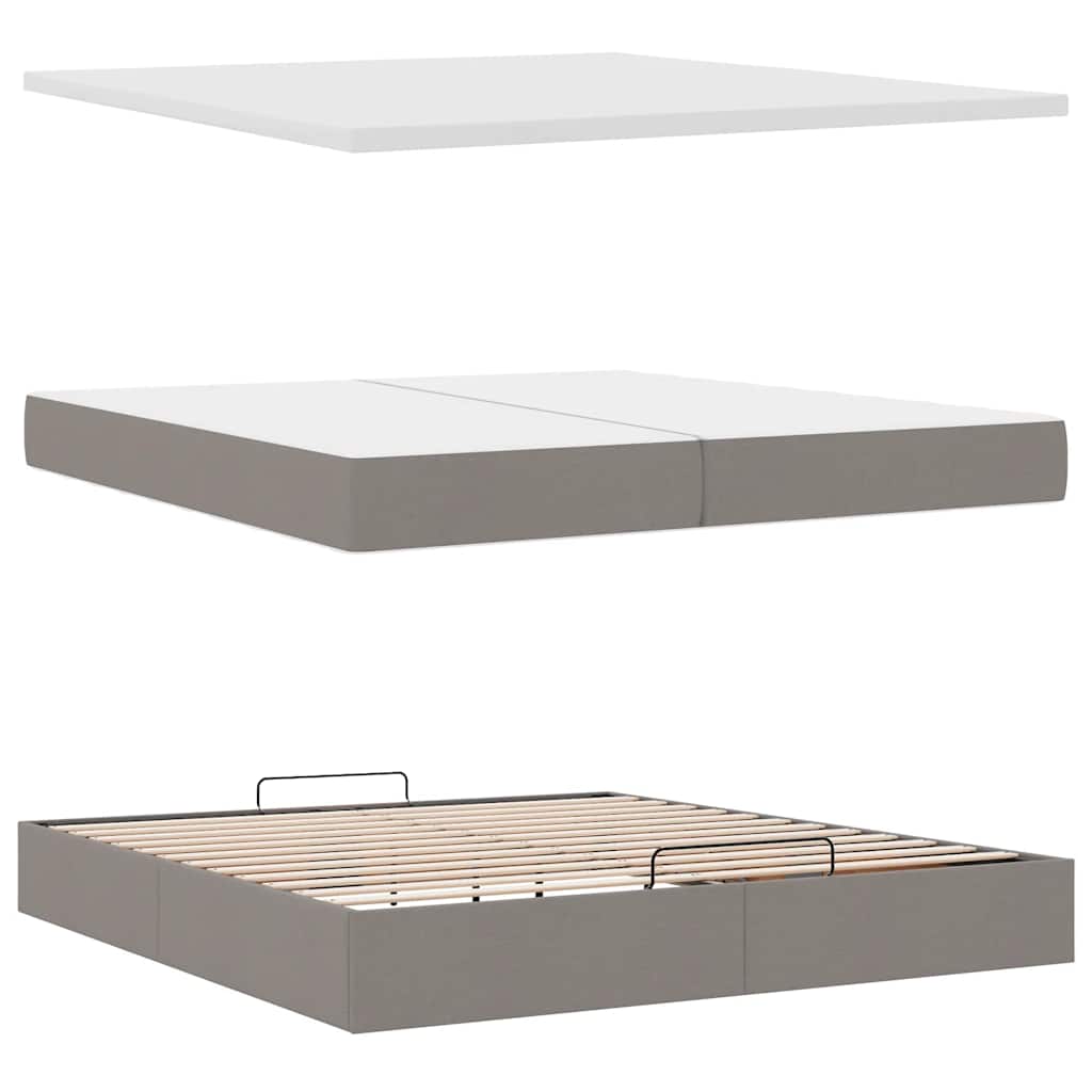 vidaXL Οθωμανικό κρεβάτι με στρώμα Taupe 200x200 cm Ύφασμα