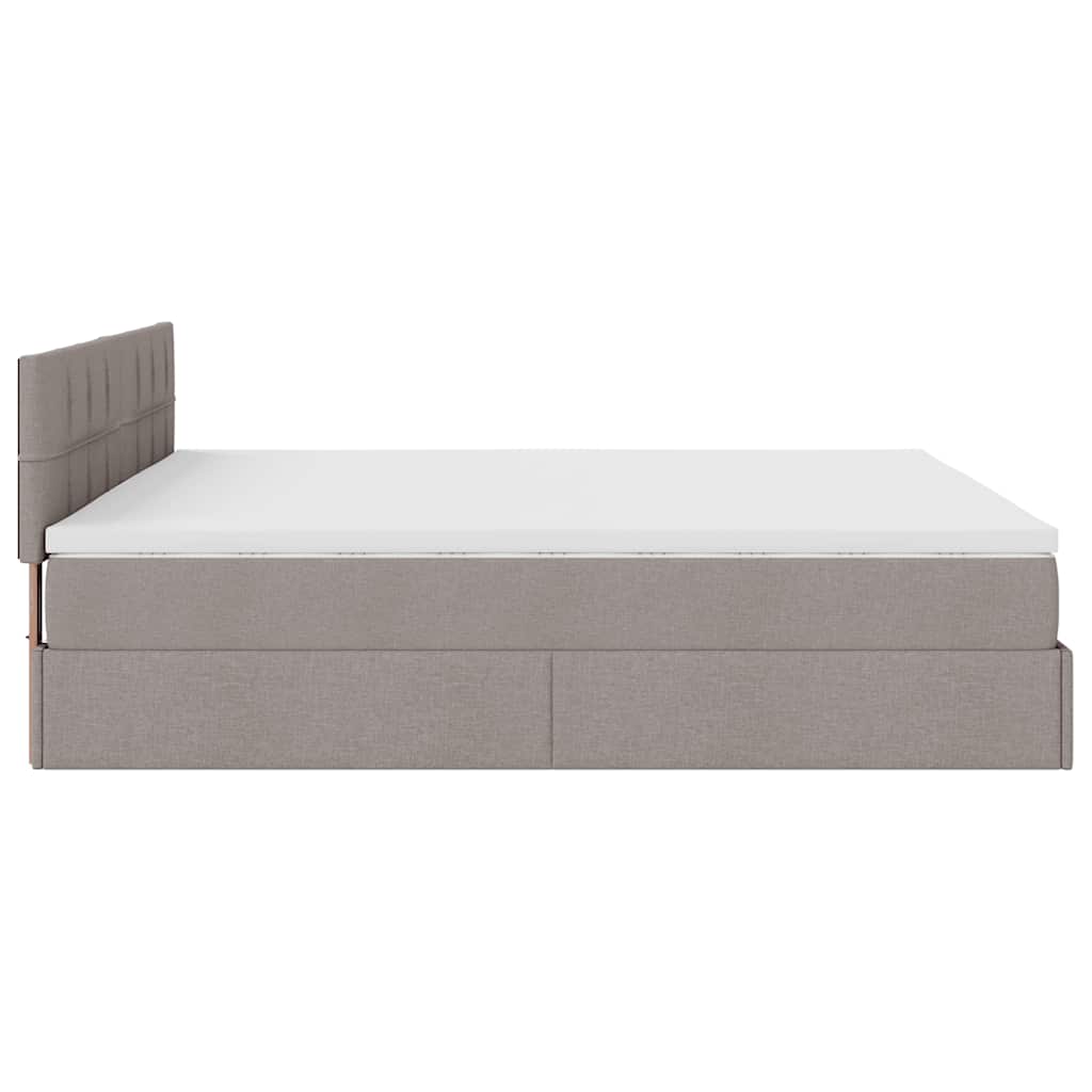 vidaXL Οθωμανικό κρεβάτι με στρώμα Taupe 200x200 cm Ύφασμα