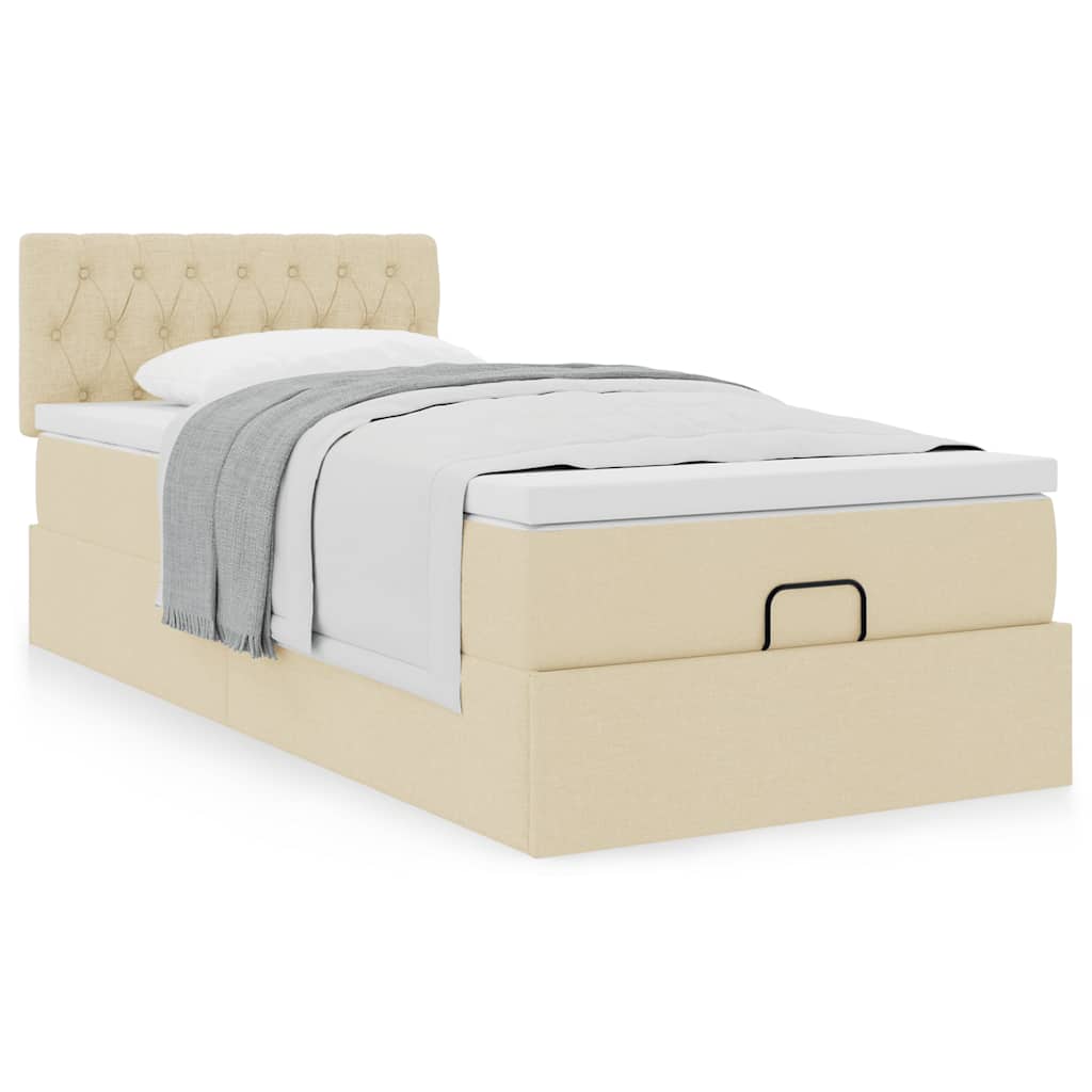 vidaXL Οθωμανικό κρεβάτι με στρώμα Cream 80x200cm ύφασμα