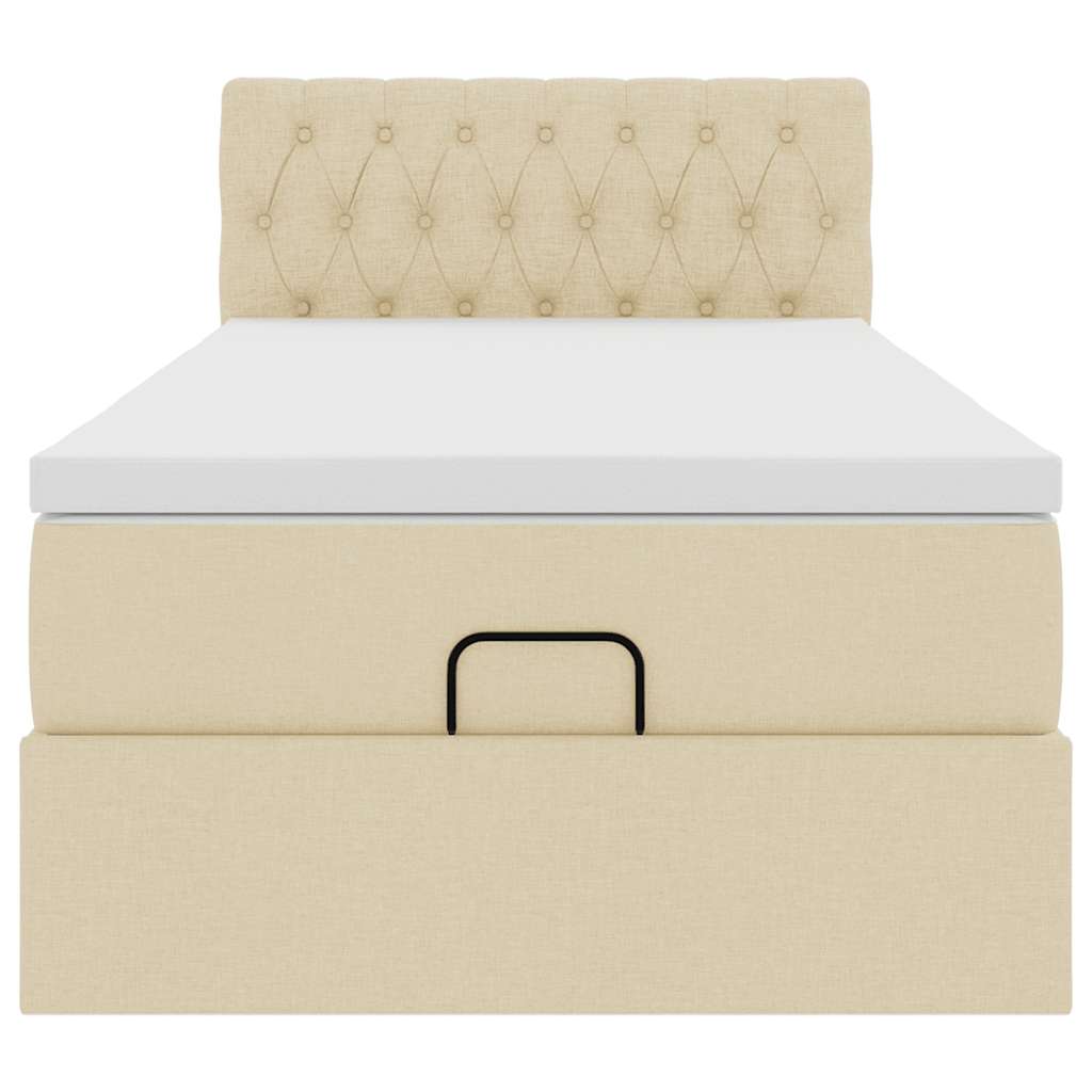 vidaXL Οθωμανικό κρεβάτι με στρώμα Cream 80x200cm ύφασμα