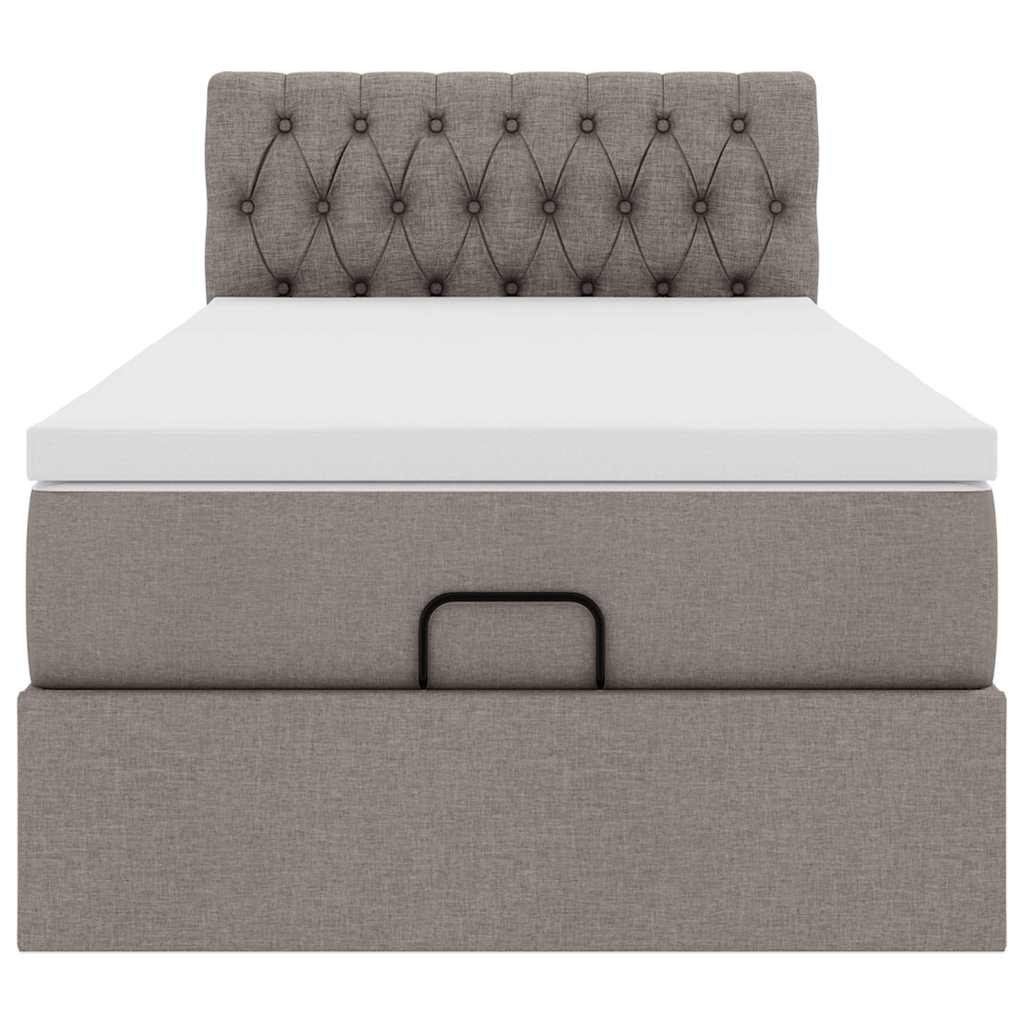 vidaXL Οθωμανικό κρεβάτι με στρώμα Taupe 90x190cm ύφασμα