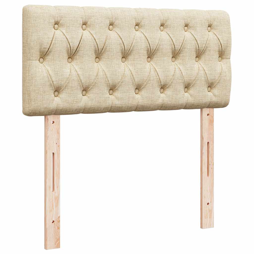 vidaXL Οθωμανικό κρεβάτι με στρώμα Cream 90x190cm ύφασμα
