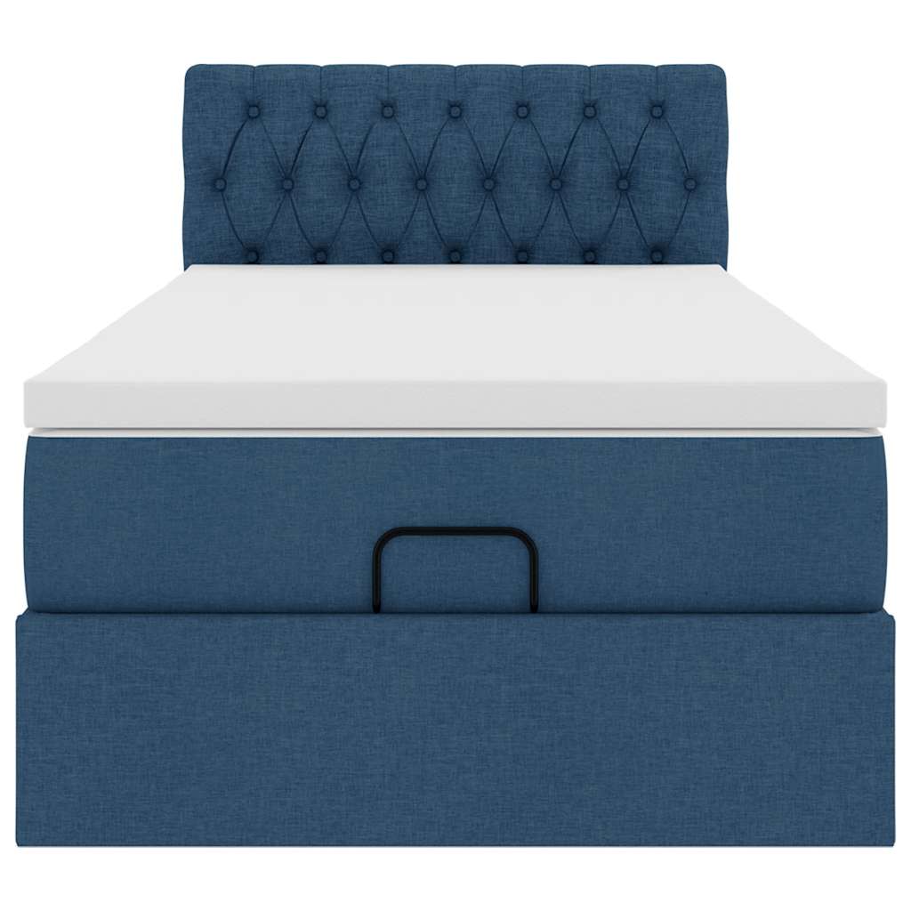 vidaXL Οθωμανικό κρεβάτι με στρώμα μπλε 90x190cm ύφασμα