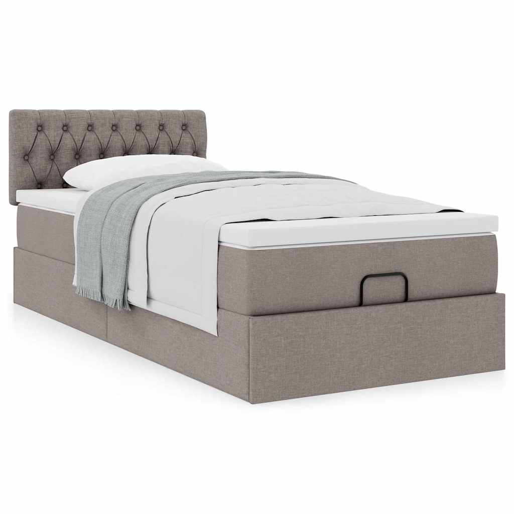vidaXL Οθωμανικό κρεβάτι με στρώμα Taupe 90x200cm ύφασμα