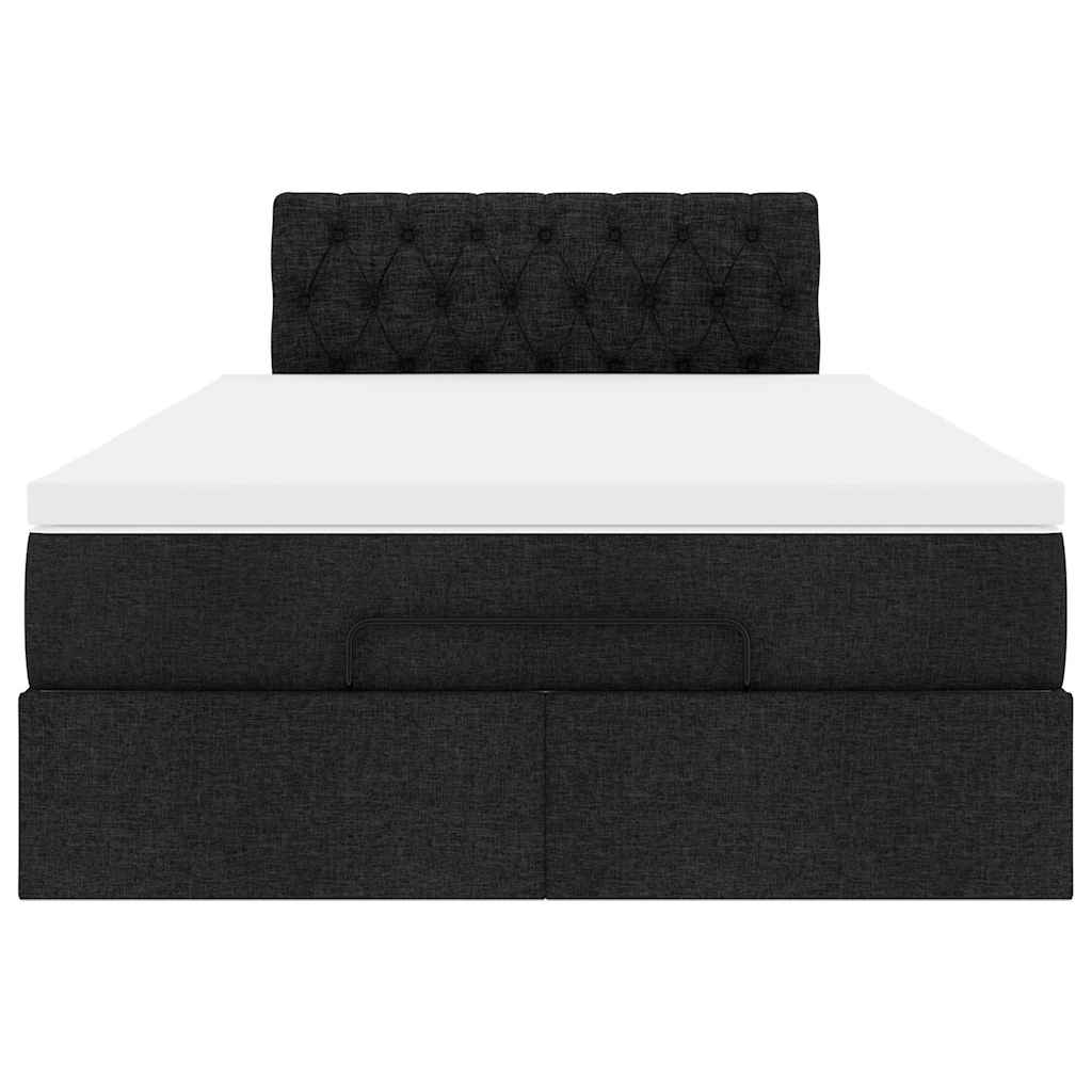 vidaXL Οθωμανικό κρεβάτι με στρώμα Μαύρο 120x190 cm Ύφασμα