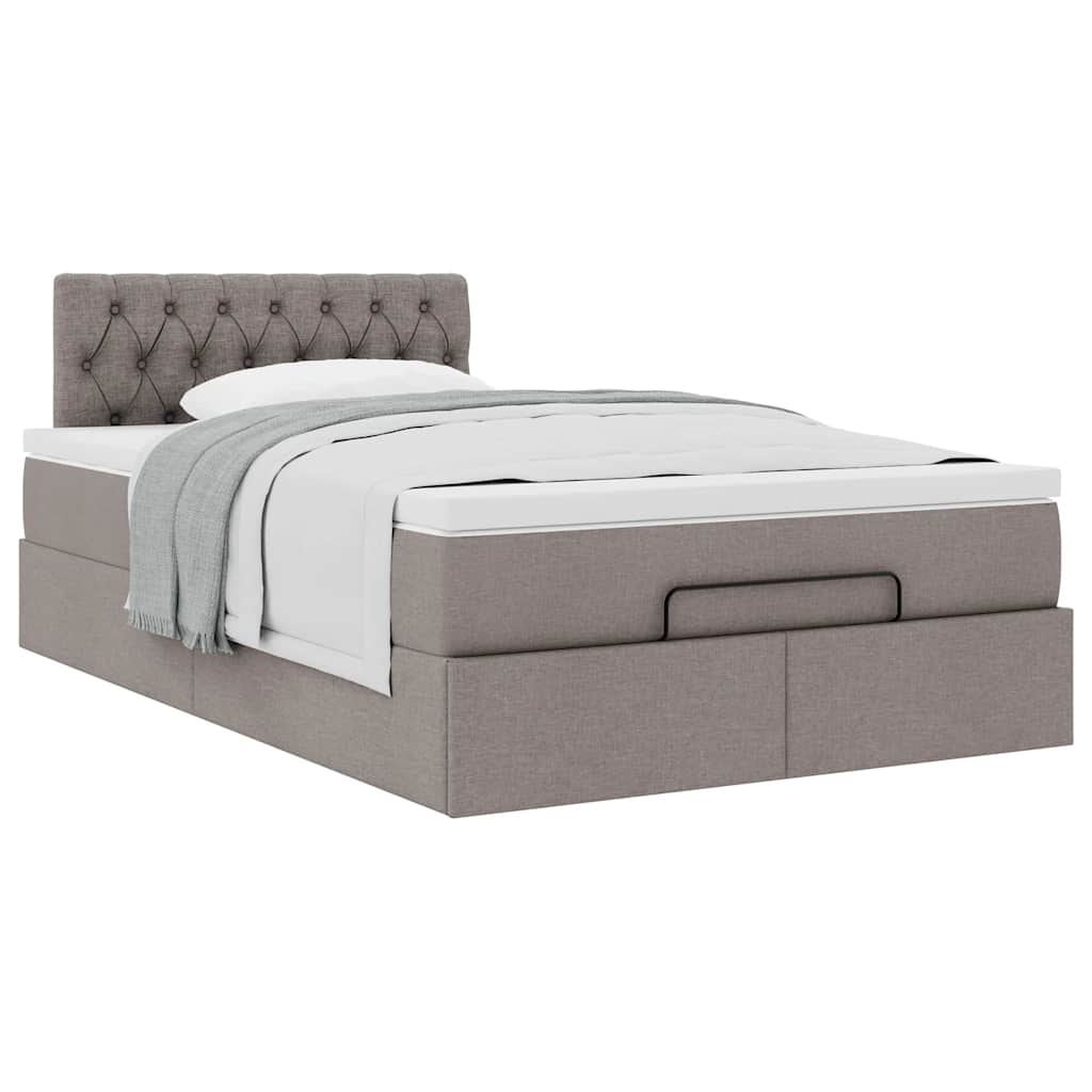 vidaXL Οθωμανικό κρεβάτι με στρώμα Taupe 120x190 cm Ύφασμα