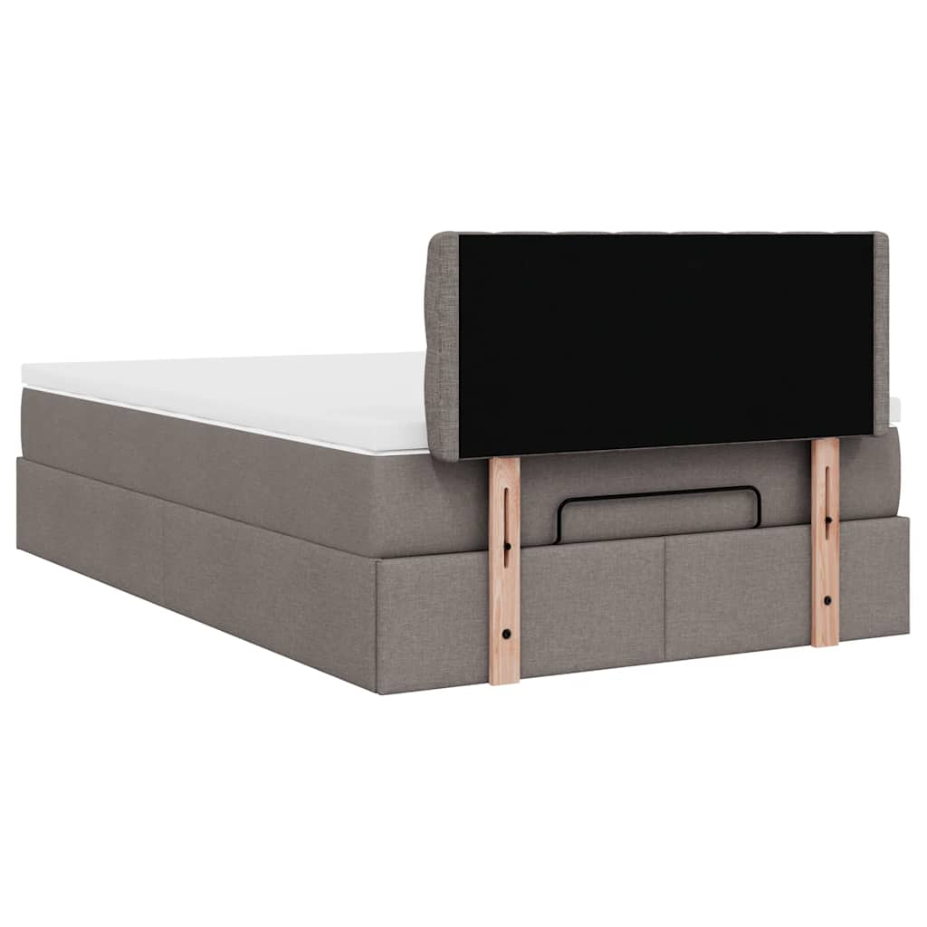 vidaXL Οθωμανικό κρεβάτι με στρώμα Taupe 120x190 cm Ύφασμα