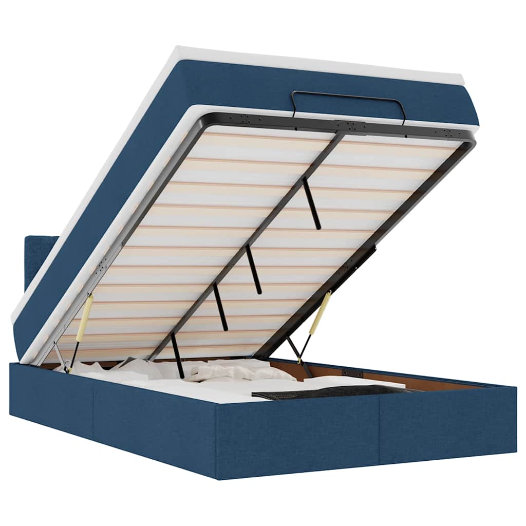 vidaXL Οθωμανικό κρεβάτι με στρώμα μπλε 120x190 cm ύφασμα