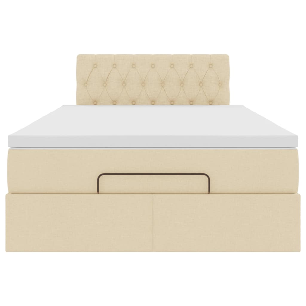 vidaXL Οθωμανικό κρεβάτι με στρώμα Cream 120x200cm ύφασμα