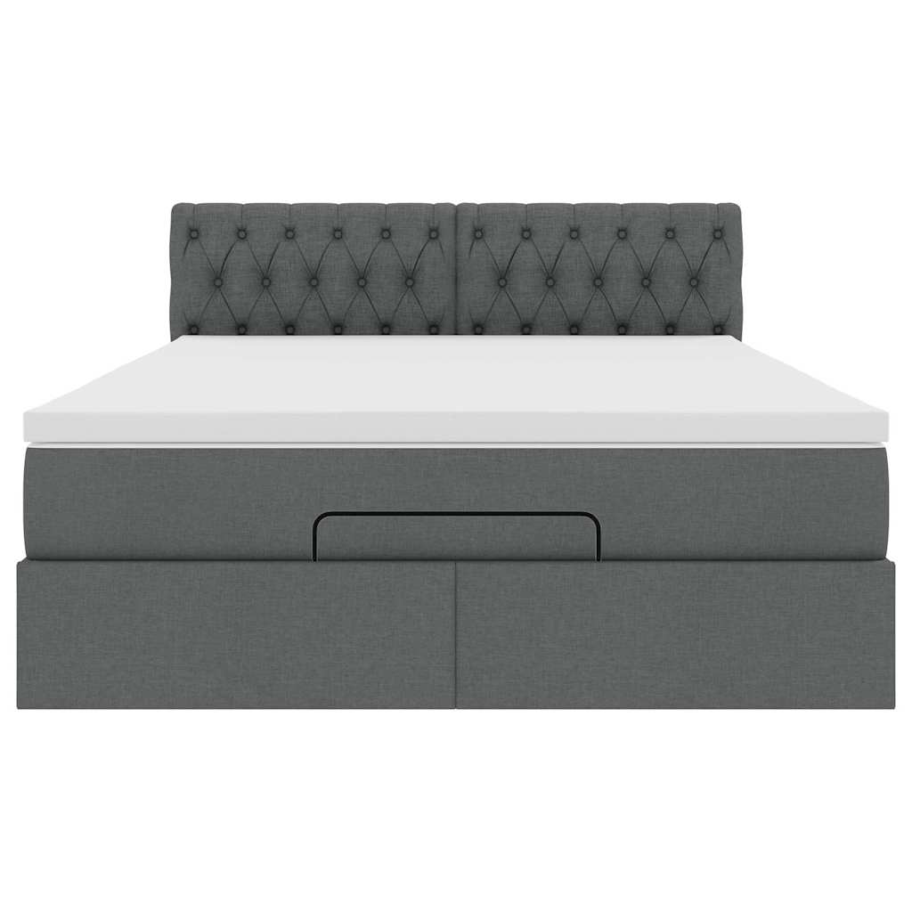 vidaXL Οθωμανικό κρεβάτι με στρώμα σκούρο γκρι 140x190cm ύφασμα