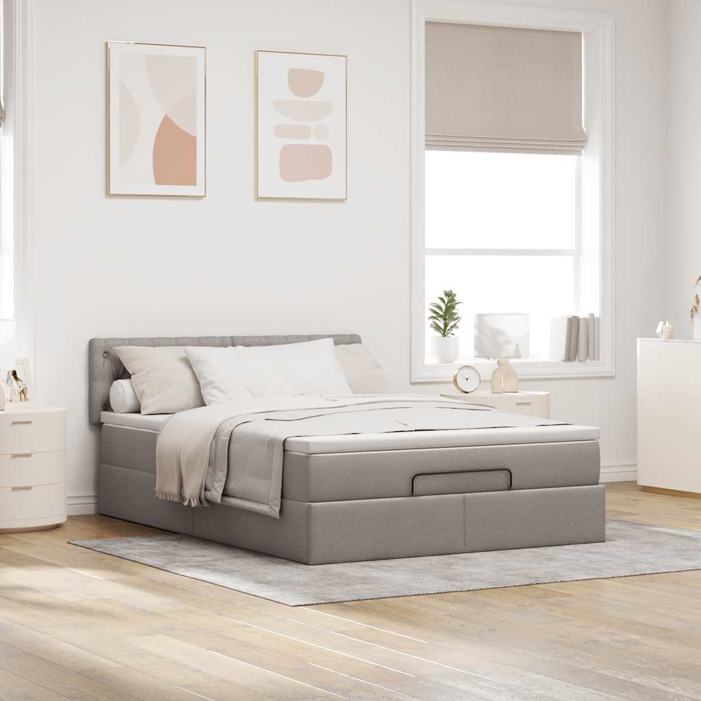vidaXL Κρεβάτι-Μπαλκόνι με Στρώμα, Ύφασμα 140x190 εκ., Μπεζ