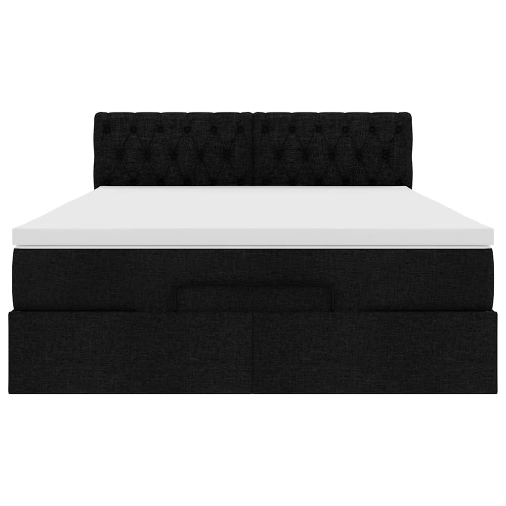 vidaXL Οθωμανικό κρεβάτι με στρώμα Μαύρο 140x200cm Ύφασμα