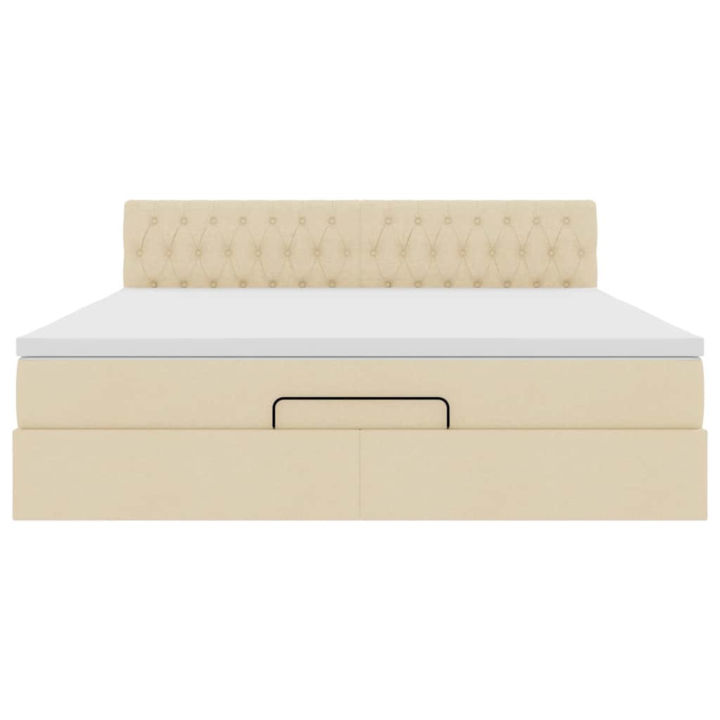 vidaXL Οθωμανικό Κρεβάτι με Στρώμα Κρέμα 160x200cm Ύφασμα
