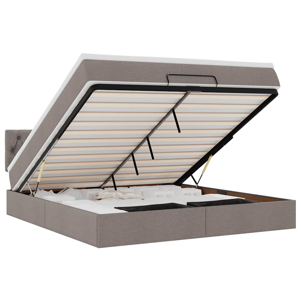 vidaXL Οθωμανικό κρεβάτι με στρώμα Taupe 180x200cm ύφασμα