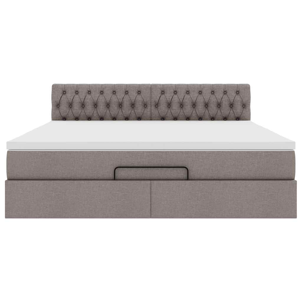 vidaXL Οθωμανικό κρεβάτι με στρώμα Taupe 180x200cm ύφασμα