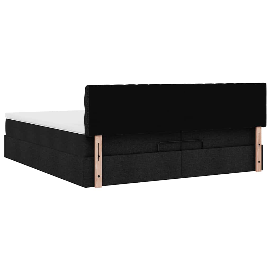 vidaXL Οθωμανικό κρεβάτι με στρώμα Μαύρο 200x200 cm Ύφασμα