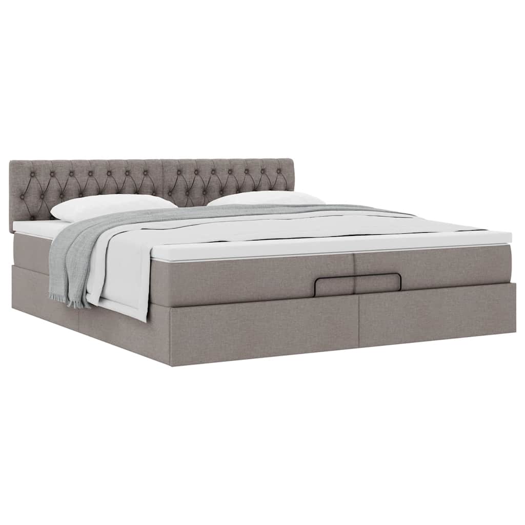 vidaXL Οθωμανικό κρεβάτι με στρώμα Taupe 200x200 cm Ύφασμα