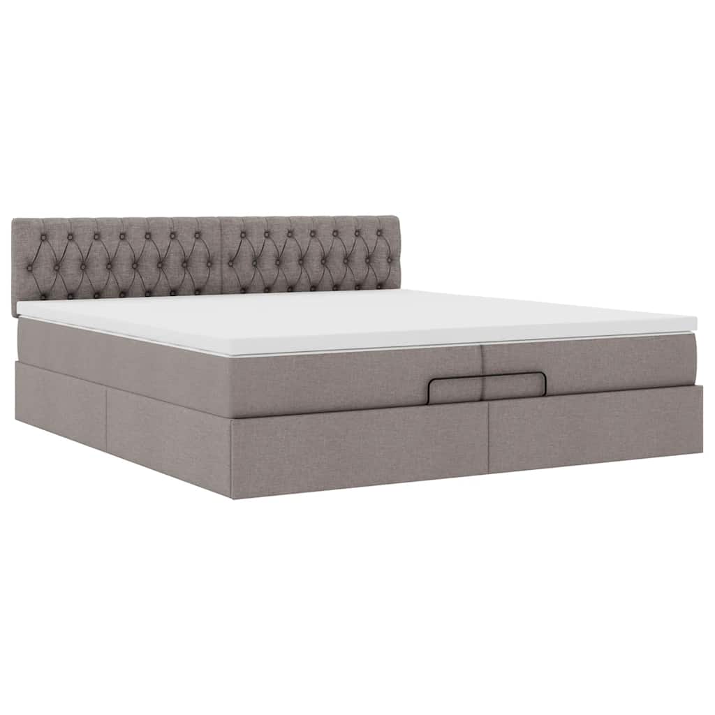 vidaXL Οθωμανικό κρεβάτι με στρώμα Taupe 200x200 cm Ύφασμα